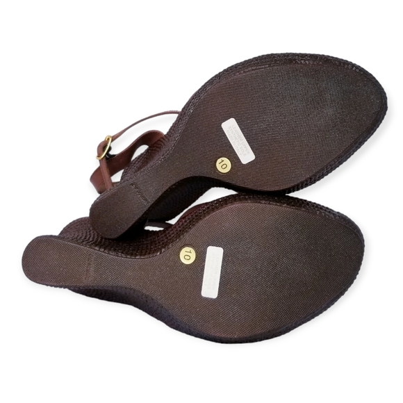 Le Matin Brown Genuine Leather Platform High Heel Sandals Woman's Size 10 - Picture 8 of 9